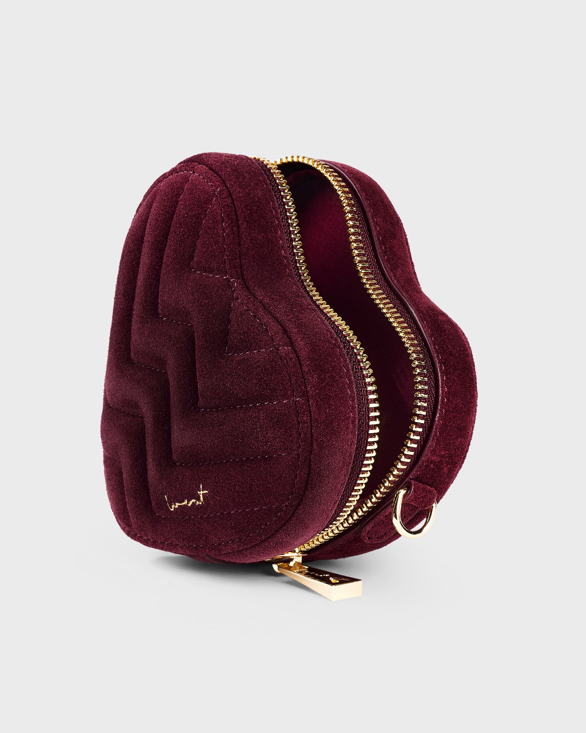 Mini Heart Bag Suede Merlot