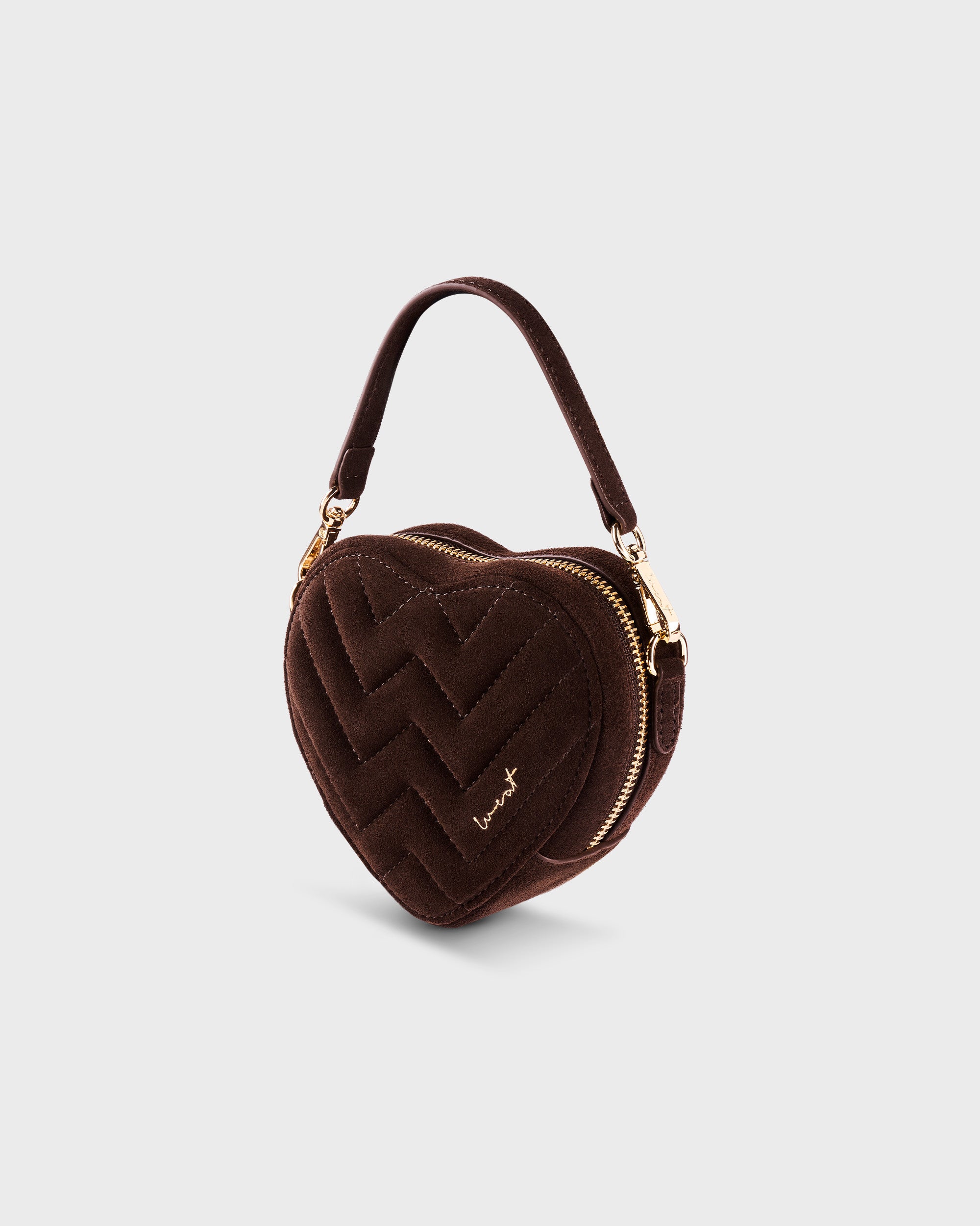 Mini Heart Bag Suede Chocolate