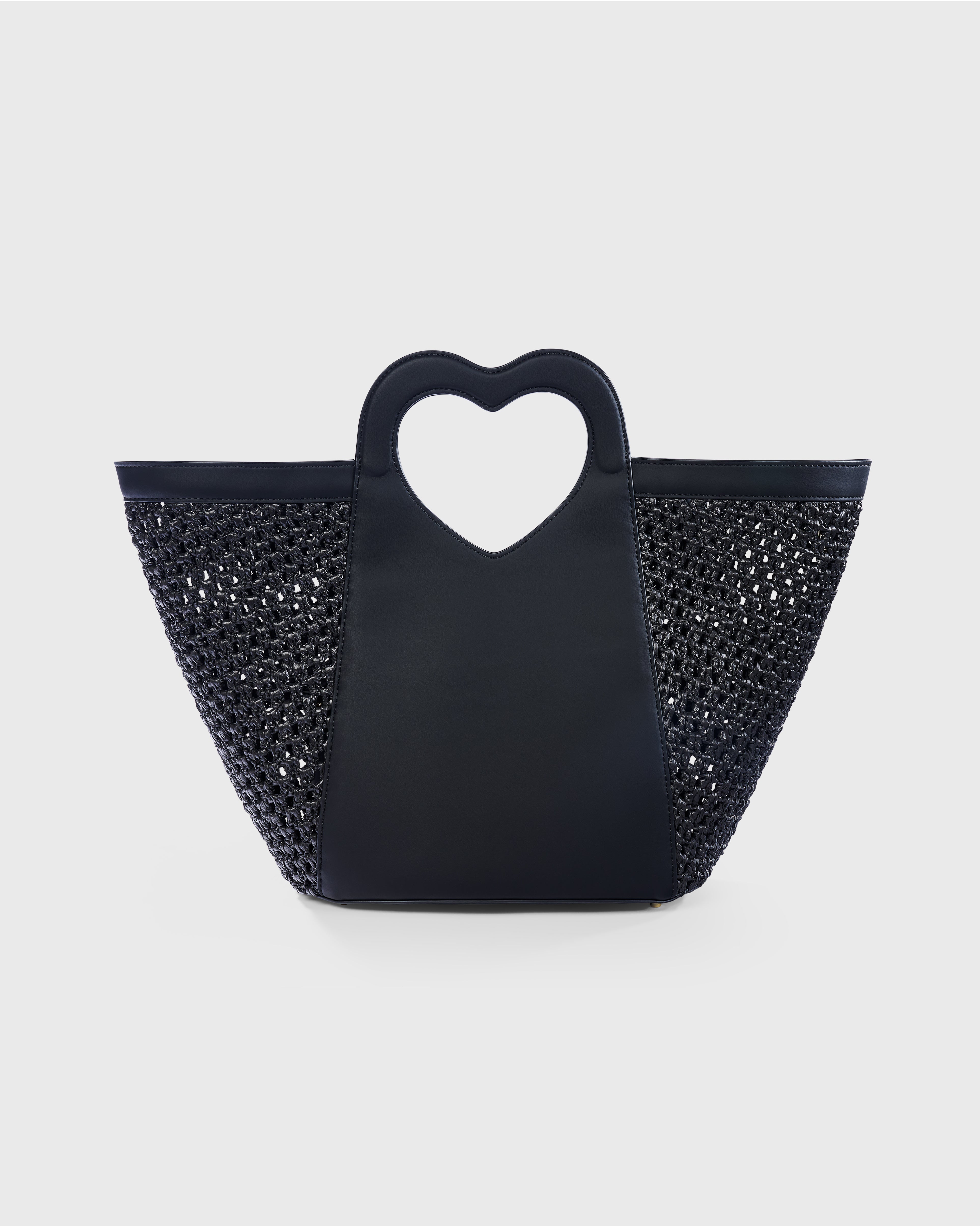 Tote Heart Raffia Black