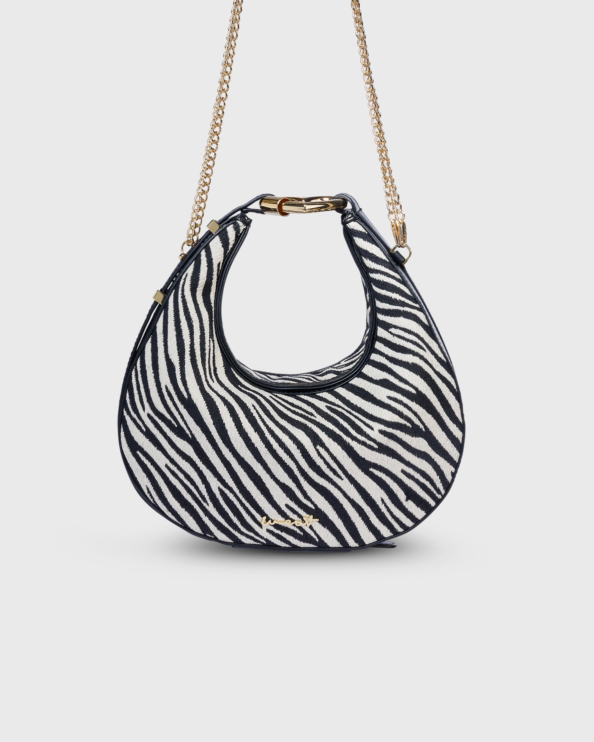 Halfmoon Bag Raffia Zebra