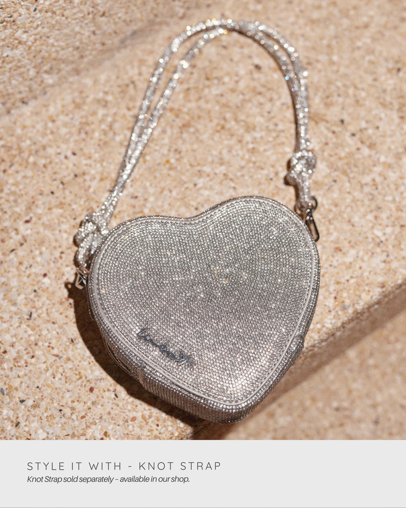 Midi Heart Bag Crystal - Silver