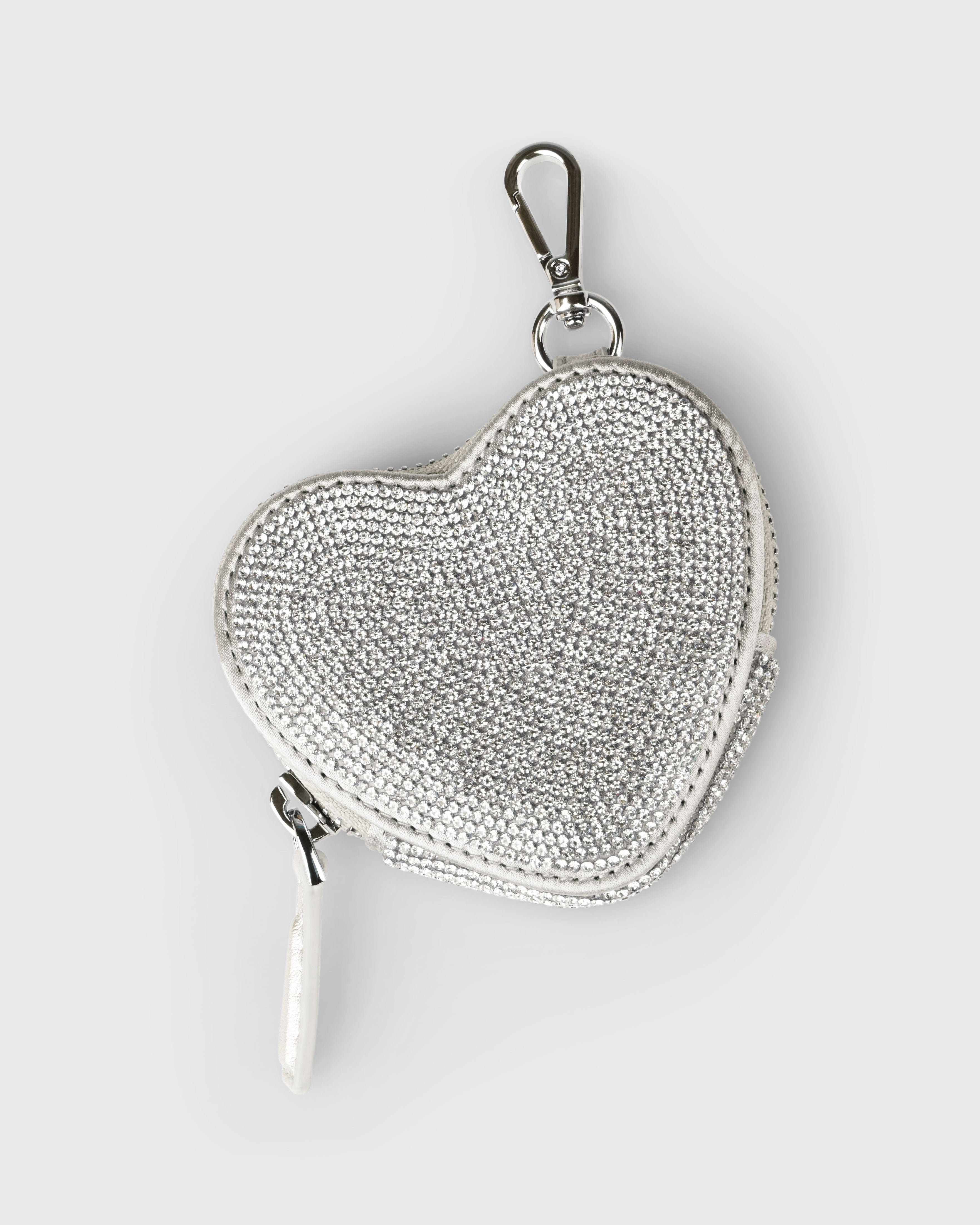 Coin Purse Heart Crystal Silver