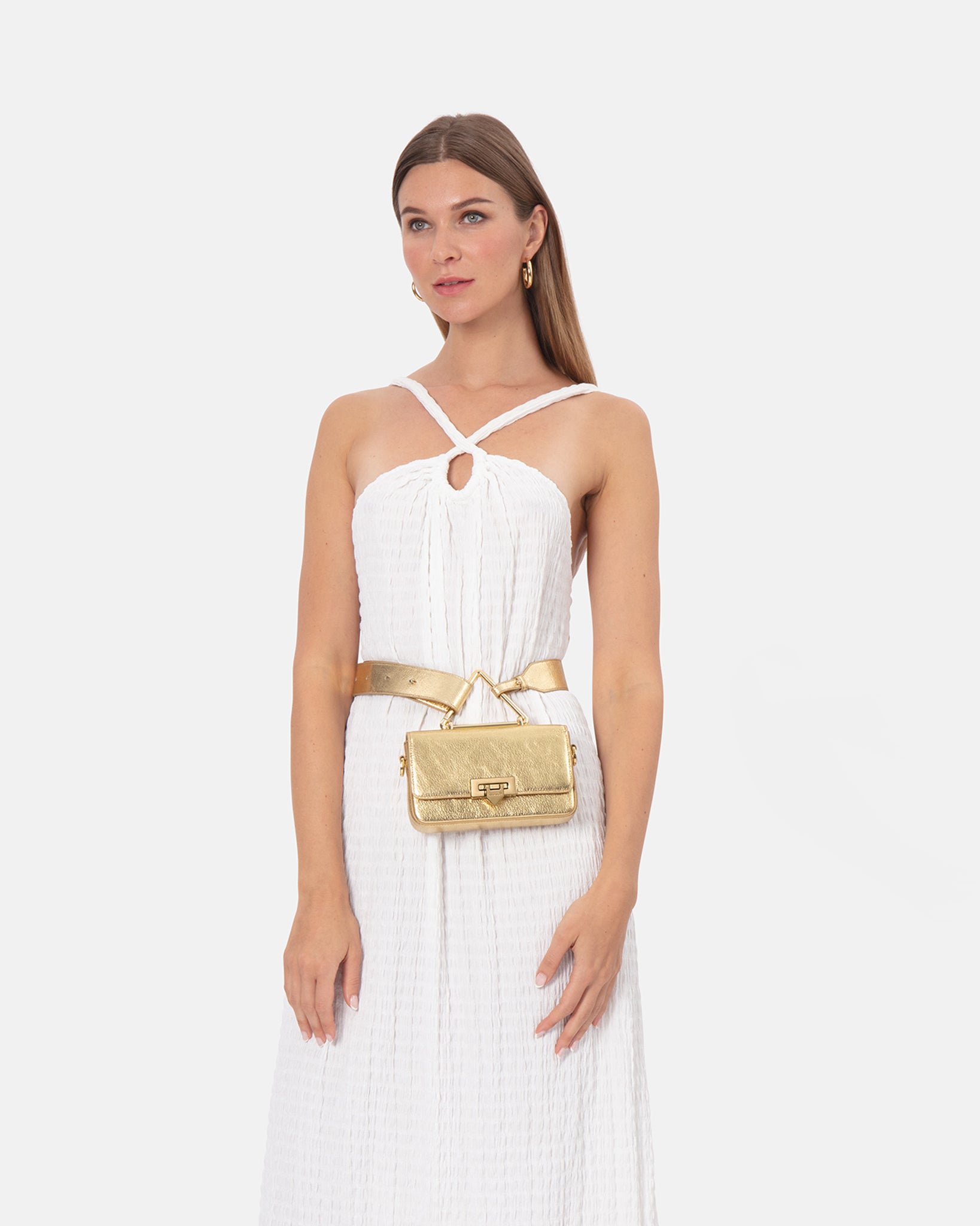 Multi Strap Metallic Gold